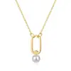 Nuevo Estilo Japonés y Coreano Minimalista Collar de Perlas de Plata de Ley S925 para Mujer, Diseño Único, Colgante que No se Desvanece, Cadena Elegante para Clavícula