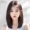 Peluca con Flequillo Medio-Largo para Mujer Cabello Liso Cabello Medio-Largo Atmósfera Diosa Temperamento Reducción de Edad Aumento de Volumen Capilar Cubrir Cabello Blanco