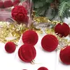 Bola Única Veludo Flocado Bola de Natal Bola Pendurada Decorações de Árvore de Natal Vermelho de Natal Acessórios Pingente de Ano Novo Acessórios