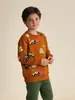Venta directa de fábrica ropa para niños, estilo europeo y americano, estampado integral de coches, sudadera para niños, algodón de punto, camiseta básica de cuello redondo para bebés y niños pequeños