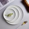 Alice Vajilla de Cerámica Blanca Pura Hotel Restaurante Occidental Plato Plano Plato para Filete Horno de Microondas Cerámica de Lujo Ligero Plato con Relieve Cerámico Alto