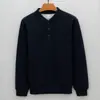 Chaqueta casual retro de alta gama para hombre con cuello henley, forrada de forro polar de 430g, sudadera cálida de color liso y manga larga a la moda para hombre