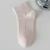 Calcetines Cortos de Algodón para Mujer, Verano, Delgados, Doble Aguja, Color Sólido, Versátiles, Transpirables, Absorbentes de Sudor, Estilo Japonés
