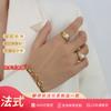Marka estilo francês luz luxo nicho design imitação Pearl Ring titânio aço chapeado 18K ouro Internet celebridade empilhado anel de comida para as mulheres