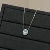 Anillo de plata de ley S925 con aguamarina ovalada y forma de huevo de paloma con diamantes, collar y diamantes azules Caibao, joyería de lujo popular y ligera.