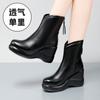 Botines de Cuña al por Mayor Transfronterizo para Mujer Botas de Otoño para Mujer 2024 Invierno Terciopelo Cremallera Trasera Tacón Alto Suela Gruesa Zapatos de Algodón