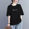 Camiseta Holgada Popular de Verano 2026 para Comercio Exterior, Moda que Reduce la Edad, Top de Manga Corta con Estampado de Letras Talla Grande para Mujer