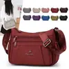 Bolsa de ombro em tecido de nylon para mulheres, grande capacidade, multicamadas, casual, adequada para o trajeto diário, leve, tecido de nylon, bolsa de maternidade