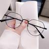 Transmisión en vivo nuevo marco de metal poligonal de moda para gafas para mujer, gafas lisas modernas con filtro de luz azul y armazón para miopía