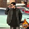 Chaqueta de Gamuza Casual Elegante para Primavera Otoño Solapa Americana Tallas Grandes Retro Chaqueta de Cuero para Motocicleta Hombre Top de Moda