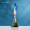 Exquisito nuevo trofeo de cristal esmaltado con columna retorcida, medalla creativa colorida, premio de honor de estrella de cinco puntas para personal destacado. Fuente