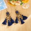 Pendientes Étnicos Vintage Transfronterizos, Pendientes de Alta Gama Incrustados de Diamantes, Pendientes de Borla Bohemianos para Viaje, Joyería Exquisita