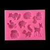 Coleção Animais Pequenos New Forest Molde de Silicone para Bolo Fondant Decorações de Confeitaria Flores Ferramentas de Confeitaria