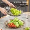 Prato de Frutas de Plástico de Grau Alimentício Leve de Luxo Transfronteiriço para Sala de Estar e Uso Doméstico, Tigela de Salada de Alta Estética, Bandeja de Exibição de Doces e Lanches