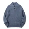 Suéter retro de rayas verticales estilo japonés Rumeng de moda para hombre, otoño, peso pesado, cuello Henley, holgado, ropa de trabajo, tejido casual
