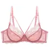 Lencería sexy de encaje con sujetador transparente ultrafino, sin relleno, para mujer, diseñado para hacer que los pechos grandes parezcan más pequeños y prevenir la flacidez, con efecto push-up