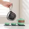 Conjunto de Chá Cerâmico de Viagem Pequeno Portátil Copo Rápido Teapot para Acampamento ao Ar Livre Viagem Uma Panela Duas Xícaras