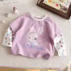 Camiseta Falsa de Dos Piezas con Conejito para Niñas 2026 Nuevo Estilo Primavera/Otoño Versión Coreana Infantil Camiseta Base Patchwork para Niña