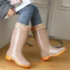 Botas de Chuva para Mulheres, Botas de Água de Cano Alto, Sapatos de Borracha Resistentes ao Desgaste, Sapatos de Água para Cozinha, Sapatos de Trabalho Antiderrapantes de Cano Médio, Botas de Chuva Longas com Solado Grosso para Mulheres