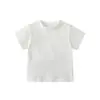 Camiseta de Verano para Bebé con Hebilla en el Hombro Camiseta de Algodón de Color Sólido para Niños Ropa de Manga Corta Camiseta Básica de Media Manga para Bebé Ropa Superior