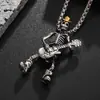 Diseño de Nicho Oscuro Calavera Retro Músico Collar Exagerado Estilo Gótico Punk Joyería con Colgante de Guitarra para Hombres y Mujeres