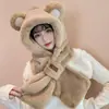Gorro y Bufanda Todo en Uno para Mujer Invierno Ciclismo Felpa Cálida Protección para Orejas Resistente al Viento y al Frío Oso Bufanda Versátil Gorro Gorro Lei Feng
