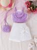 Nuevas explosiones de moda transfronteriza europea y americana para mujeres, tallas pequeñas y medianas, pantalones Vic para niños, traje con parte superior de flores, pantalones con lazo, falda, bolsa de entrega