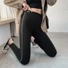 Leggings de algodón adelgazantes con tiras laterales doradas de color liso para primavera y otoño, estilo coreano, ajustados y con realce de cadera.
