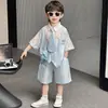 Conjunto de Verano para Niños 2026 Nuevo de Moda Fresco Streetwear Ropa de Verano para Niños Tencel Manga Corta Delgado Ropa para Bebé