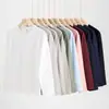 Camiseta de Algodón Peinado 300g Peso Pesado Algodón Puro Manga Larga Hombre Holgada Estilo Americano Color Sólido Camiseta Básica Ropa de Hombre Otoño e Invierno