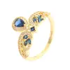 Anillo de Corona de Zirconia de Lujo para Dama con Diseño de Gota de Agua, Estilo Minimalista Elegante y con Estilo, Anillo de Cobre Puro para Dedo Índice, Venta al por Mayor de Joyería