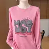 Top redondo de moda y versátil con estampado para mujer, nuevo estilo de verano 2026, jersey holgado, suéter base fino de punto