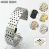 Accesorios de Reloj Correa de Reloj de Acero Inoxidable Sólido Pulsera Correa de Acero T41 Acero Inoxidable Siete Cuentas Universal Boca Plana Boca Arco # 12-24