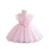 Nuevo Estilo Vestido de Bautizo para Bebé de un Año Chal con Flores 3D para Bebé Vestido de Boda Vestido para Fiesta de Cumpleaños de Niña