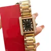 Nuevo Estuche de Reloj Rectangular Incrustado con Diamantes con Números Romanos, Elegante Movimiento de Cuarzo, Esfera Grande, Reloj Dorado para Mujer al por Mayor
