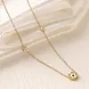 Nuevo Collar de Acero Inoxidable de Lujo con Madreperla y Circonita con Goteo de Aceite para Mujer, Acero de Titanio Versátil y de Nicho Dorado de 18K que No se Desvanece