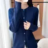 Cárdigan de punto trenzado de cuello redondo para otoño e invierno para mujer, color liso, corte holgado, adelgazante, de manga larga, prenda exterior, top de moda