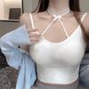 Novo Estilo Linda Camisola Decotada nas Costas com Gola Halter Lingerie Feminina com Sutiã, Caimento Justo, Top Sexy para Usar por Cima com Decote em V