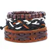 Productos Nuevos Transfronterizos Europeos y Americanos Set Retro DIY Pulsera de Cuero Simple Tejida a Mano Pulsera de Moda Punk para Hombres