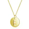 Collar con colgante de acero inoxidable 304L con espejo hueco y 26 letras en inglés, colgante redondo con letras para clavícula para mujer