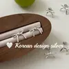 Brincos fofos estilo japonês e coreano, brincos de tarraxa simples com laço em prata de lei S925, frescos e doces, adequados para o dia a dia e versáteis