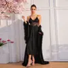 Conjunto de duas peças de roupão de cetim Feiyun com mangas sino, cardigã com franjas e vestido camisola de renda para mulheres 1288+1286