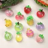 Accesorios de resina DIY de dibujos animados 12 tipos de frutas con purpurina para pasadores de pelo, fundas de teléfono, dijes para zapatos, llaveros, colgantes y accesorios