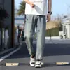 Jeans Bordados de Punto de Cruz para Hombre, Estilo Delgado de Verano, Nuevo Modelo 2026, Corte Recto Delgado, Pantalones Cónicos hasta el Tobillo para Personas Menudas