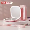 Espejo de maquillaje LED de doble cara con lupa, plegable y portátil, con luz incorporada para retoques, espejo compacto de alta definición con tapa abatible