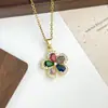 Collar de Flores de Colores Transfronterizo, Accesorios de Collar Frescos y Sencillos para Mujer, Lujo Ligero, Sensación de Alta Gama, Estilo Minimalista, Accesorios de Cadena para Clavícula