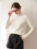 Suéter de Cashmere Feminino Outono e Inverno Novo Estilo Gola Meia Alta Macio e Fofo Base de Lã Roupa Íntima Malha Casual Solta