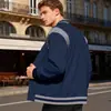 Jaqueta Bomber de Fleece com Forro, Gola Alta, Patchwork, Estilo High Street, Esportiva Casual, Best-Seller na Amazon Europeia e Americana, para Homens