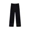 Jeans Preto de Barra Reta Feminino Cintura Alta Primavera e Outono plus size gordinha Solto Emagrecimento Formato Pera Cropped Calça de Barra Larga
