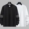 Nueva Camiseta de Manga Larga con Cuello Redondo para Primavera y Otoño 2025, Sudadera Gruesa Versátil de Moda, Camiseta Básica Unisex